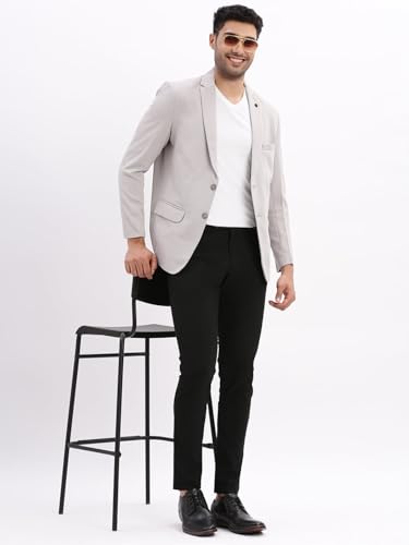 Image of SHOWOFFFF Men Solid Single Breasted Casual Blazer | Notched Lapel Full Sleeves Cotton Blazer for Mens | Slim Fit Regular Length Blazer for Men's