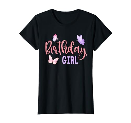Birthday Girl Butterfly Party Child Kid Matching Family T-Shirt