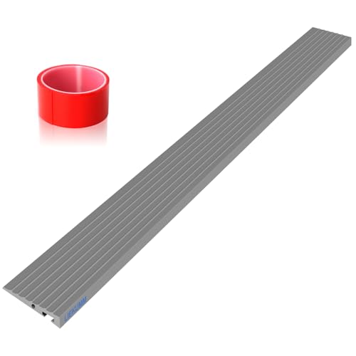LIEKUMM Rampe de seuil de porte en PVC - Hauteur : 1,5 cm - Charge maximale : 800 kg - Pour fauteuil roulant électrique, poussette, garage, grise