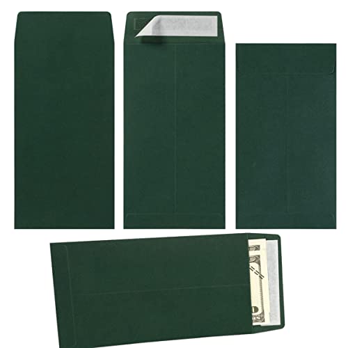 100 Pack Cash Envelopes #7 Coin Envelopes Self Seal For Money Saving, Cash, Budgeting, Check, Gifts Cards, 3 1/2 X 6 1/2 Inches (Dark Green) #TOP19