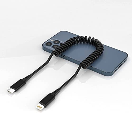 Car Apple Iphone Cable, Usb To Lightning Cable For Iphone 14, 14 Pro Max,13,Plus, Se 2Nd/12/11/Xs/Xr Charger Cord, Retractable Coiled Long Car Carplay Charging Cable (Usb C To Lightning, Black) #TOP7