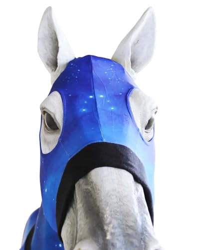 Image of X-Large Challenger Horse Comfort Stretch Sleazy Full Body Sheet with Neck - 4-Way Stretch Spandex Hood, Seamless Face Design - Night Sky Print 521MW12