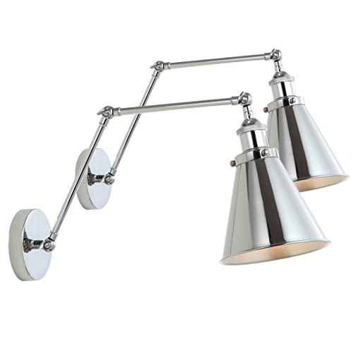 Image of JONATHAN Y Rover 1-Light Wall Sconce 7 inch, Chrome, Set of 2