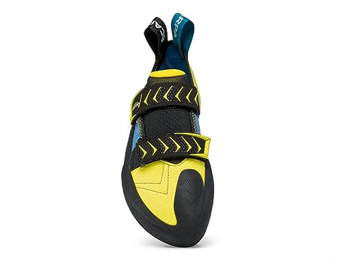 SCARPA Men's Vapor V Rock Climbing Shoes for Sport Climbing and Bouldering - Ocean/Yellow - 11-11.5