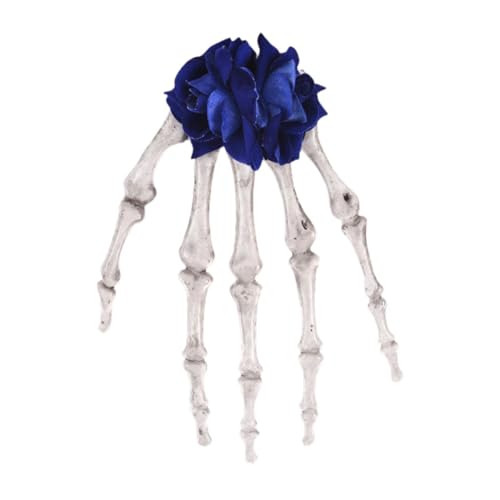 Pince à cheveux main squelette bleue accessoire épingle cheveux déguisement