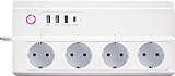 Smart Power Strip Überspannungsschutz Typ-C 20W 3 USB-A 220V 16A 3500W Einzelschalter Hub Wird...