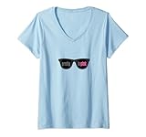 Pretty in Pink Sunglasses Logo V-Neck T-Shirt