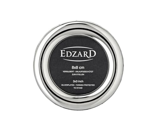 EDZARD Mini-Bilderrahmen Kreis für Foto 8x8 cm, edel versilbert,...
