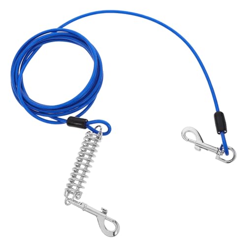 Milisten 犬のリード 犬用ロープ 非常用電源ケーブル 多機能ケーブル ワイヤースプリングフック 犬用ペンブラケット スイベルクラスプ スナ フック プラスチック被覆ワイヤロープ Blue