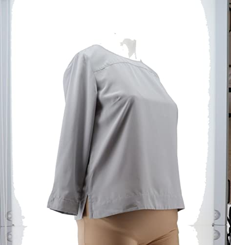 Lands' End Bracelet Sleeve Yoke Detail Soft Blouse Harbor Gray 10 New 505965 Lan #TOP1