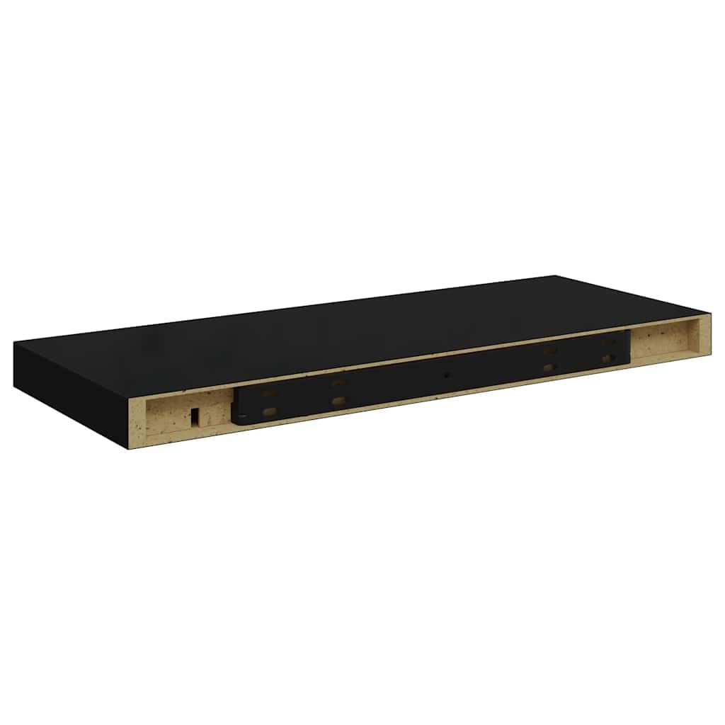 Półki wiszące, 4 szt. czarny wysoki połysk, 60 x 23,5 x 3,8 cm, płyta MDF, zestaw do montażu na ścianie, nowoczesny regał wiszący na książki, dekoracje, przedmioty kolekcjonerskie