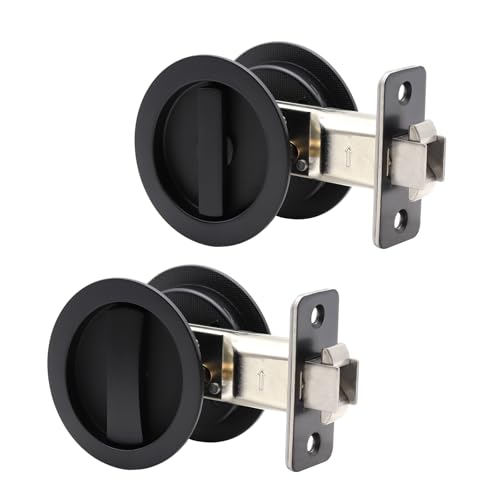 Cerradura para puerta empotrada Dontay, de paso y privacidad (dormitorio/baño), doble cara rotativa, montaje empotrado, palanca de bloqueo grande, para puertas de 2 3/8" a 2 3/16" de grosor (2 unidades, negro mate) miniatura 1