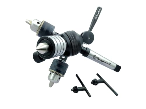Buyohlic Quad Head Tailstock Turret with Drill Chuck, Live Center & Die Holder for Precision Machining (MT3 Shank - 4 Stations)
