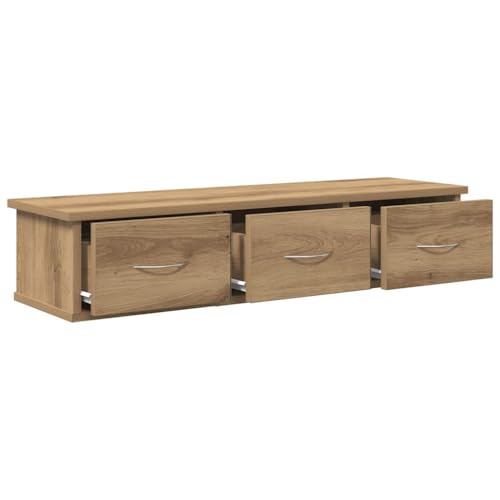 Estantería de pared de roble artificial de 88x26 cm en madera de ingeniería 6