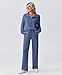 PINSPARK Track Suits for Women Set Half Zip Sweatsuits Stand Up Collar Sweatshirt Straight Leg Sweatpants Loose Fit Tracksuit Soft Lounge Sets Airport Outfits 2025, Dark Blue Petite XL