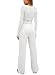 Darong 2-teiliges Damen-Set, Herbst-Outfits, langärmelig, weites Bein, Trainingsanzüge, lässig, Lounge-Set, passende Sets, Weiß-Grau (78,7 cm Schrittlänge), S