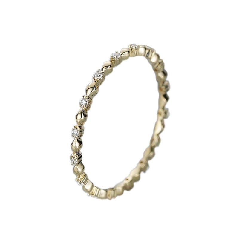 Stackable ring Small gold ring，promise rings for her 925 Sterling Silver full diamond ring,Eternity Ring round ring Cluster with Simulated Diamond zircon band Student ring Wedding Ring（7）