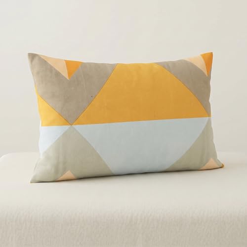 Image of Filymore Double Fitted Bedsheet with 2 Pillow Covers | Orange Grey Geometric Printed Bedsheet for Double Bed | 240 TC Soft Microfiber Size 72x72 inches