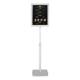 SEGURIDAD: La placa base de aluminio INOXIDABLE pesada y elegante (4 kg) asegura la estabilidad del soporte para carteles con marco abatible, protección contra lesiones debido a las esquinas redondeadas del marco abatible, también se puede utilizar en lugares con mucho tráfico o en suelos húmedos