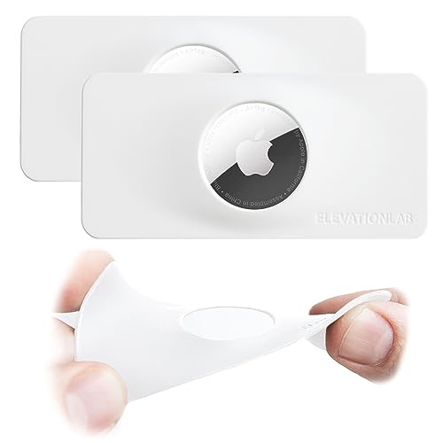 AirTag Wallet Holder (2 Pack) - TagVault™ - The Best Way to Keep AirTag in Your Wallet | Ultra-Thin, Flexible, Stays Hidden, Patent Pending | Elevation Lab (White)