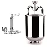 Product 1: Material: Aluminio IBILI Churrera-Máquina de pastas-Acero Inoxidable-Incluye 13 Discos y 8 boquillas-Churros Rellenos, Aluminio, Centimeters + 734200 Rosquillera INOX
