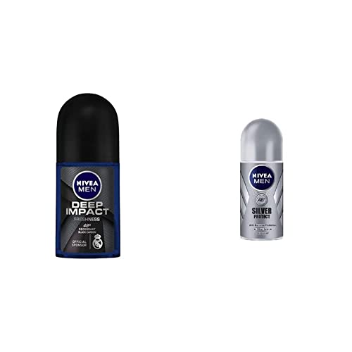 Image of Nivea Deodorant Roll On for Men, Deep Impact Freshness, 50ml and Deodorant Roll On for Men, Silver Protect, 50ml