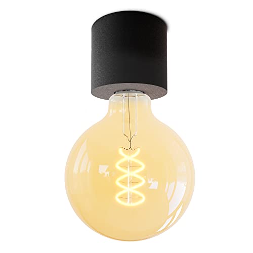 SSC-LUXon NAMBI Deckenlampe Glühbirne Vintage schwarz inklusive LED Birne Filament E27 Globe XL - Lampe dimmbar extra warmweiß