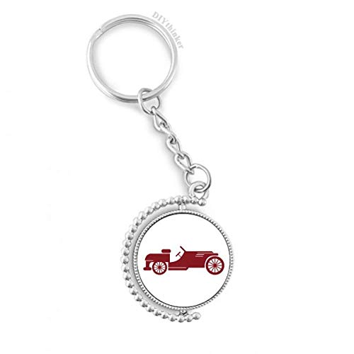 Porte-clé rotatif auto ancienne rouge géométrique anneau métallique 3,5p