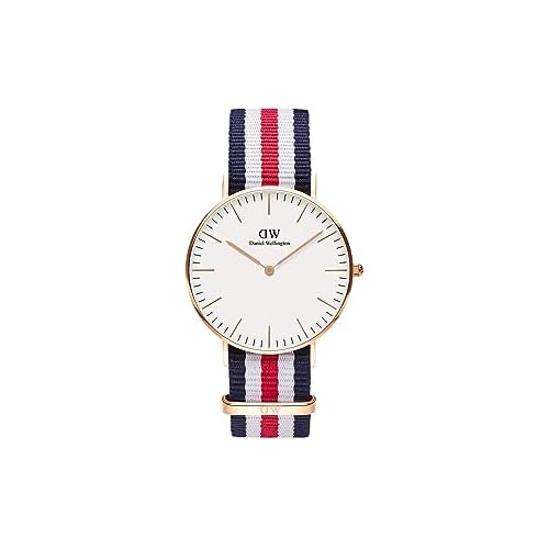 Daniel Wellington Classic Canterbury, Blau-Weiß-Rot/Roségold Uhr, 36mm, NATO, für Damen und Herren