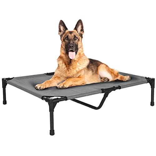 Fiocco Dog Cot - Cooling Elevated Dog Bed, Washable Raised Dog Bed With Chew Proof Mesh And Metal Frame, Portable Dog Bed For Outdoor Use, Dog Cots Beds For Large Dogs，Grey #TOP2