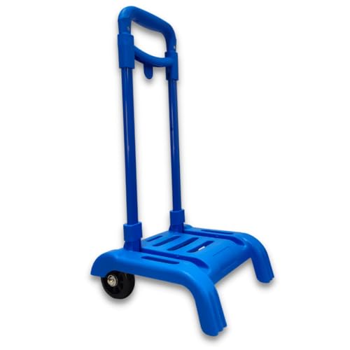 RAYLU PAPER - Carro portamochilas escolar plegable, ligero y resistente con ruedas de goma y asa extraíble. Carro para mochilas escolares tamaño 86 x 27 x 26 cm (Azul)