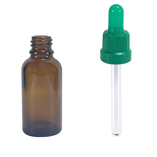 Frasco de Vidro Âmbar 30ml conta gotas (20 Peças) Cor:Verde Folha