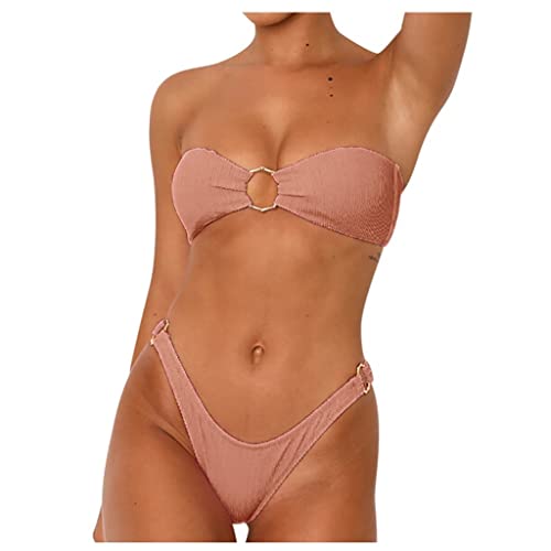 Plus Size Tankini Swimsuits For Women Swimwear Two Piece Beachwear Bra Filled Swimsuit Women's Set Bikini Solid Orange #TOP29