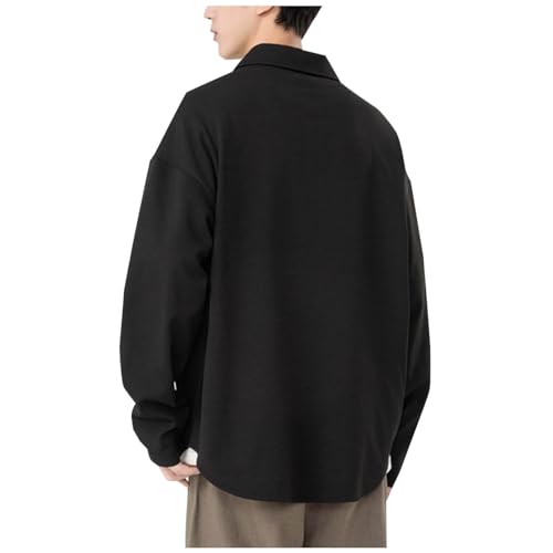 Mens Polo Sweatshirts Quarter Zip Oversized Sweatshirt Casual Solid Pullover Winter Tops Long Sleeve Collared Shirts3