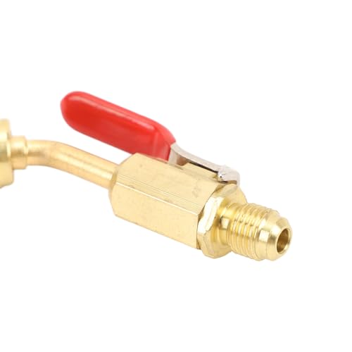 Válvula de bola compacta Alvinlite de latón de 1/4" con conexión SAE para mangueras de carga de refrigerante R410A, R134A, R12 y R22, válvula de cierre para sistemas de aire acondicionado y climatización HVAC miniatura 6