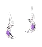 Joyas pendientes de tendencias de plata media luna roja luna pendientes colgantes con celta nudo trabajo y Amatista