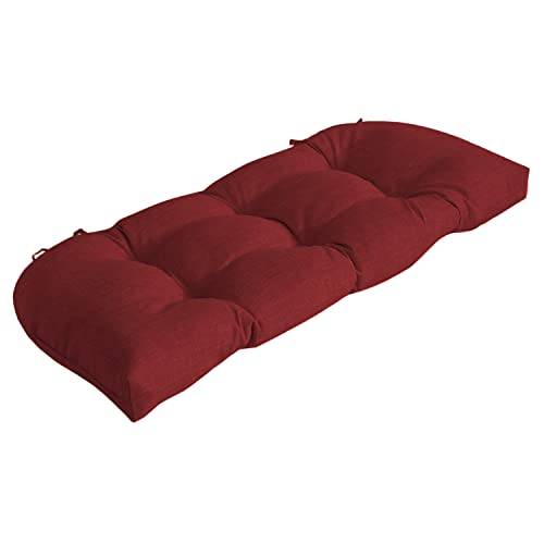 Arden Outdoor Wicker Settee Cushion, 41.5 x 18, Rain-Proof, Fade Resistant Ruby Red Leala