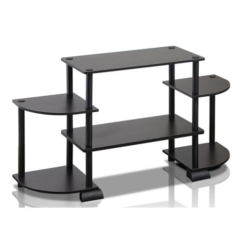 Image of Furinno Turn-N-Tube Rounded Corner TV Entertainment Center, Espresso /Black | Toolless Entertainment Center with Open Storage Shelves, Media Console Table with Soundbar Shelf for Living Room, Bedroom