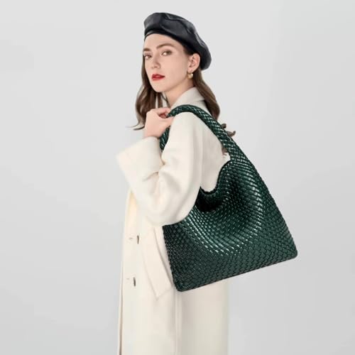 Image of JINMANXUE Woven Tote Bag for Women, Fashion Hobo Handbag, Travel Top-handle Shoulder Bag, Beach Underarm Bag with Purse