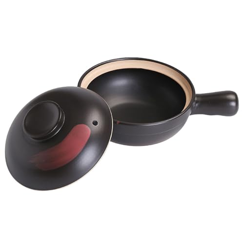 Holibanna Fire Clay Stock Pot Black Casserole Clay Pot Pottery Casserole Forcer Terracotta Lid