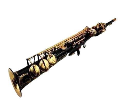 初心者サックス ストレート ブラック ソプラノ サックス B フラット 楽器 金管楽器 マウスピース付き プロ仕様