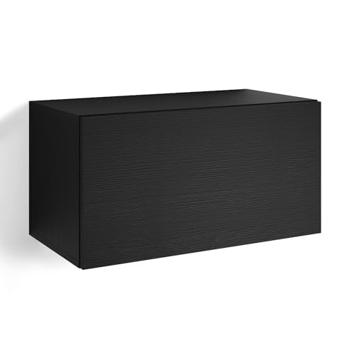 MOBILI FIVER, Unidad de Pared Easy 70 con Puerta hacia Abajo, Color Madera Negra, Aglomerado y Melamina, Armario de Pared para Entrada, Salon, Oficina, Made In Italy