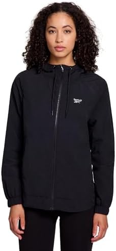 Reebok Women's Marathoner Windbreaker Jacket, Black, Medium