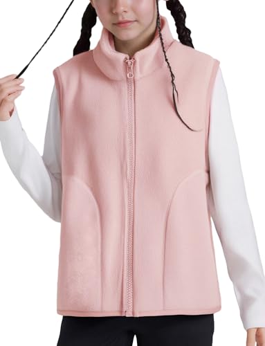 Image of Happy Cherry 2025 Kids Winter Fleece Vest Boys Girls Fleece Stand Collar Fuzzy Fall Winter Warm Outerwear with Pockets