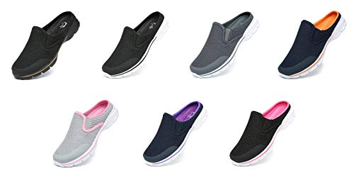 C Celanda Women's Slip-On Mule Sneaker Men's Garden Clog Breathable House Slippers Arch Support Walking Shoes Beach Shoes A Blue Orange, Size: 13 Women / 12 Men #TOP5