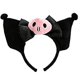 SHAMZBEST Plush Hairpin Ear Headband Hairband Girls Kawaii Costume Cosplay Christmas Halloween Holiday Decoration Birthday Party Gift, (Black)（1PCS