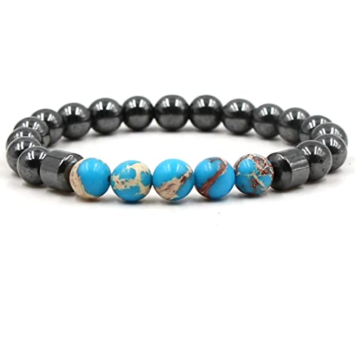 Bracelets en pierre naturelle bicolores de 8mm pour hommes et femmes de 19cm
