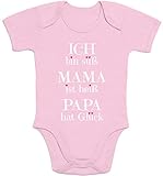 Süßer Spruch Ich Bin süss, Mama ist heiß, Papa hat Glück Baby Body Kurzarm-Body, Rosa, 6M
