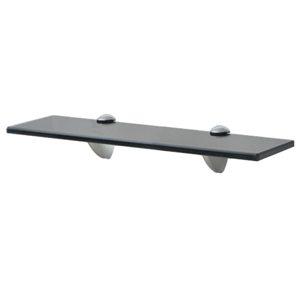 YUANCHUTOP Bathroom Glass Shelf, 40cm Floating Glass Shelves with 8mm Thicken Tempered Glass and Rustproof Bracket Wall Mounted Glass Shower Shelf (Black)