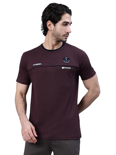 Image of Cantabil Poly Cotton Regular Fit Solid Round Neck Half Sleeve Casual T-Shirt for Men | Half Sleeves Round Neck T-Shirts for Men | Mens Round Neck T-Shirt (P MTSH00680)